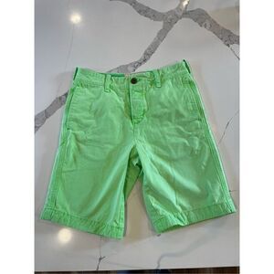 Hollister Flat Front Chino 5 Button Fly Shorts Neon Green Men’s Sz 28